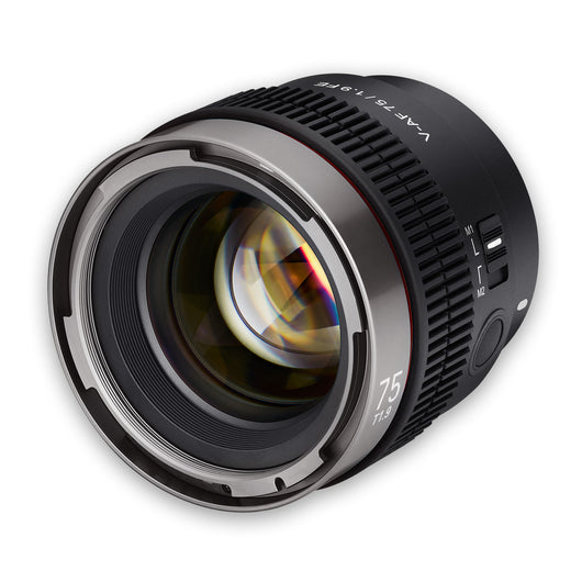 Obiettivo video V-AF 75 mm T1,9 FE compatibile con Sony E, per videocamera, con autofocus risoluzione 8K e Tally lamp, alta intensità luminosa per full-frame e APS-C