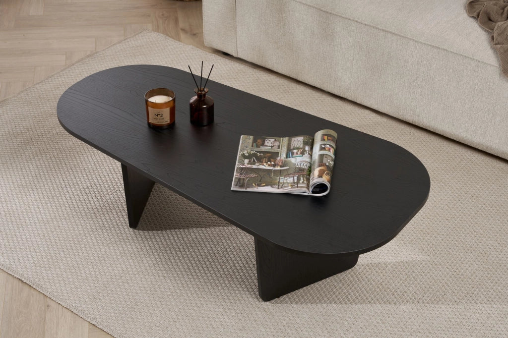 Tavolino da caffè in legno "Ovalis" - 130 x 65 x 40 cm - Legno nero