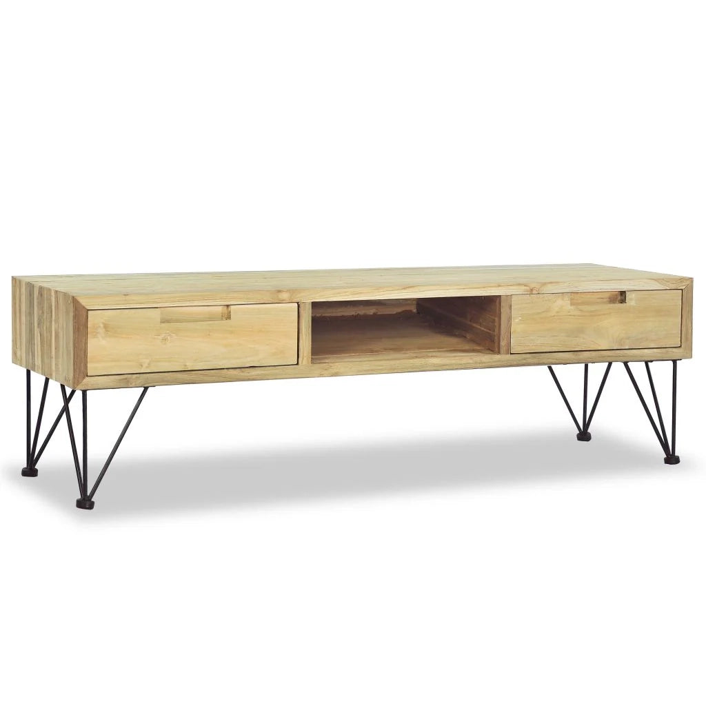 Pratico mobile porta TV/buffet di design 120 cm teak massello beige 2502249