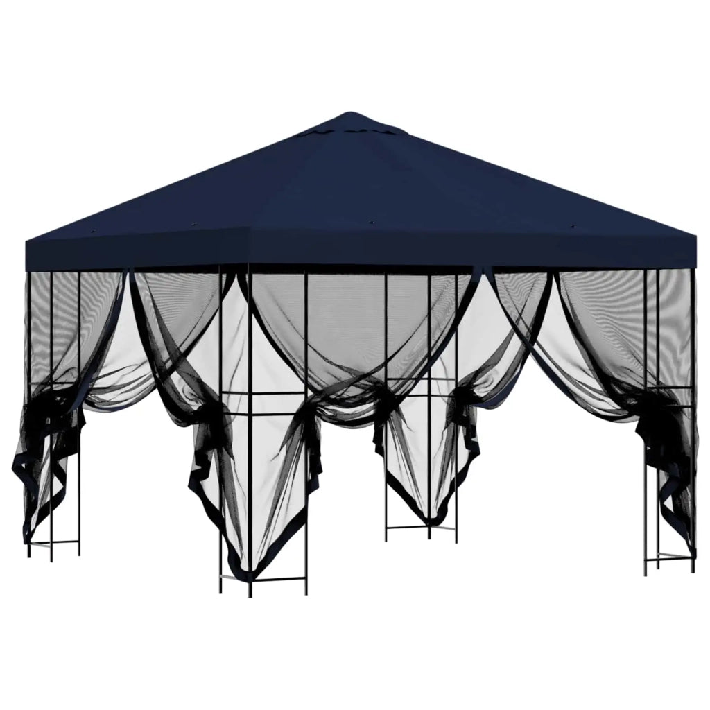 Gazebo da giardino con pareti laterali 3 x 3 m Blu 900343