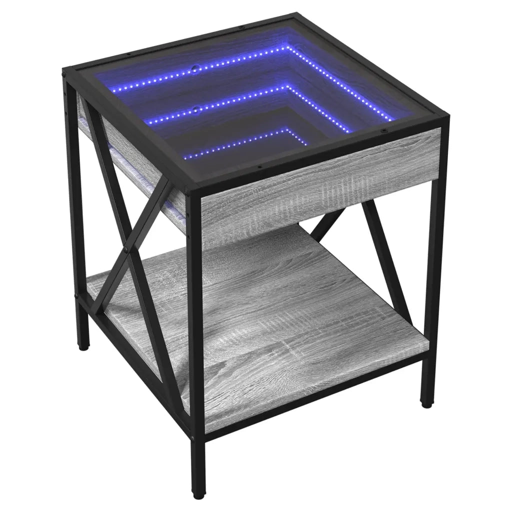 Tavolino da salotto | Tavolino da caff¨¨ | Tavolino da Soggiorno con LED Infinity Grigio Sonoma 40x40x49 cm
