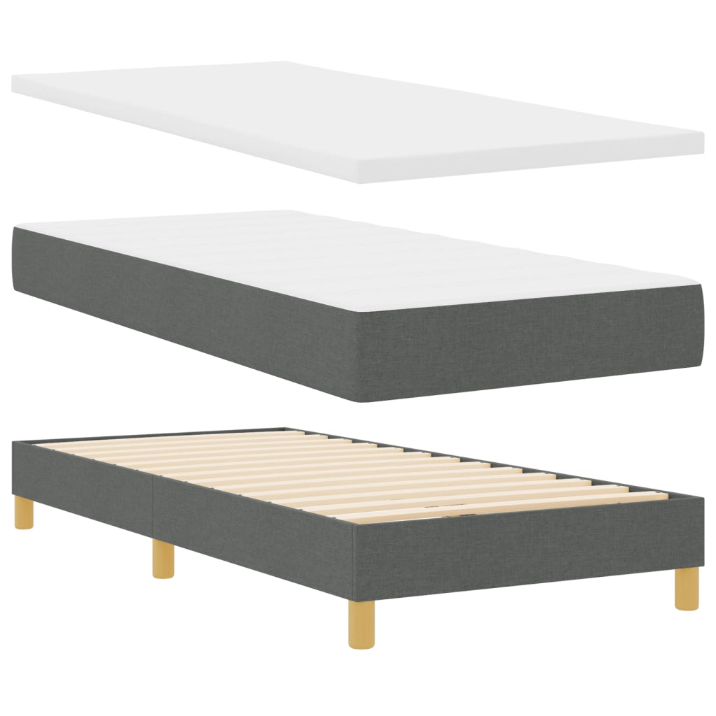 Letto con Box Spring e Materasso Grigio Scuro 90x190 cm Tessuto