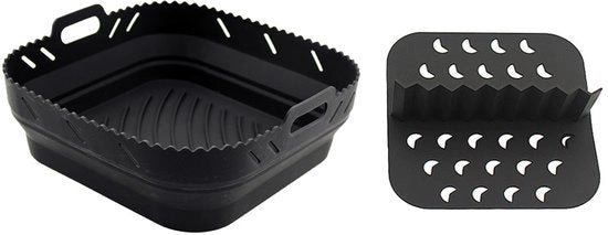 Accessorio per airfryer in silicone con separatore interno Adatto per airfryer Ninja Speedi e COSORI - Accessori riciclabili Adatto per Instant Vortex e Tefal airfryer (nero)