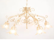 LAMPADARIO PARIS 6 LUCI IN FERRO BATTUTO CRUCCOLINI LANTERNE LAMPADE AVORIO