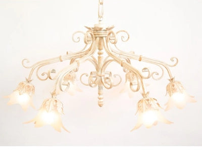 LAMPADARIO PARIS 6 LUCI IN FERRO BATTUTO CRUCCOLINI LANTERNE LAMPADE AVORIO