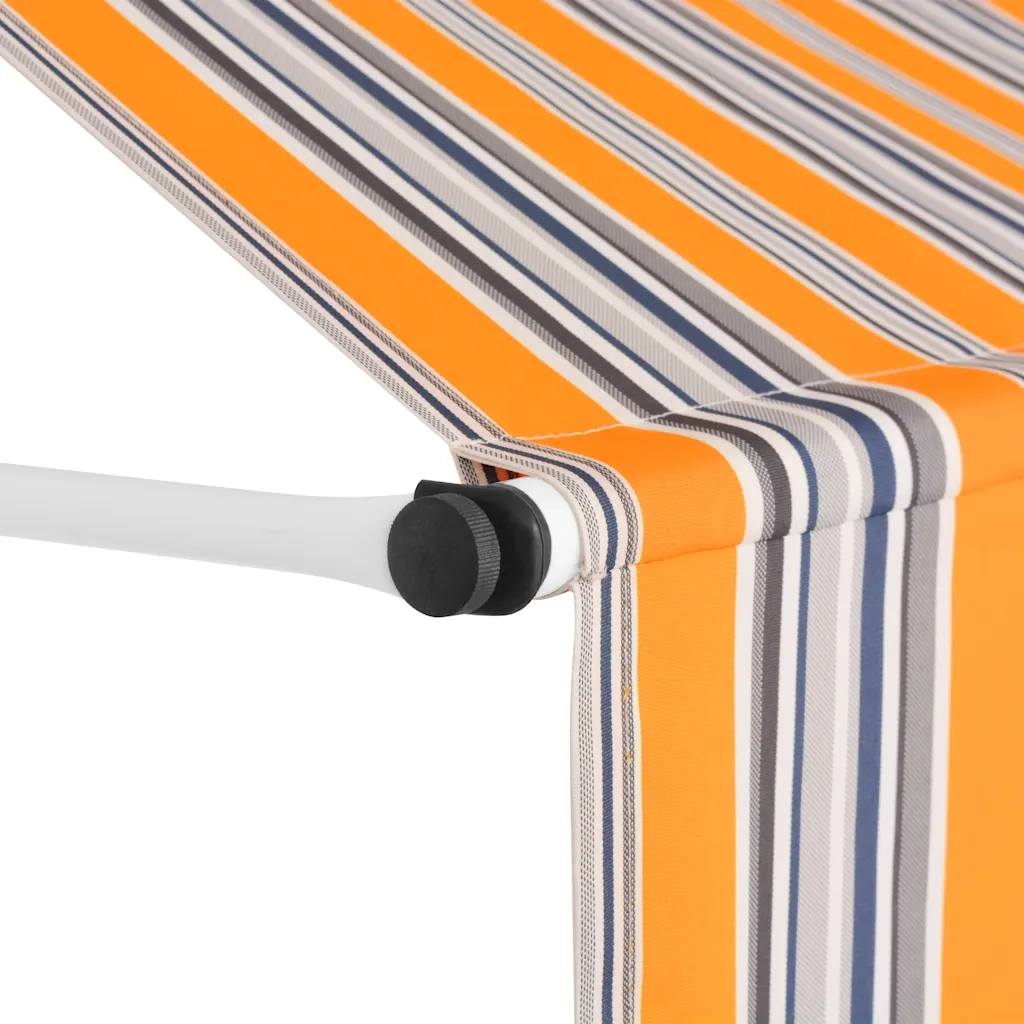 Tenda da Sole Retrattile Manuale 400 cm a Strisce Blu e Gialle 43230