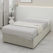 Letto Contenitore Singolo Imbottito ¨C MINIMAL ¨C Beige, Velluto, 90x200, Senza Testiera