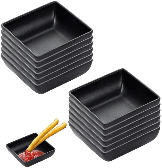 Set di contenitori per salse da 12 - 425 ml - Riciclabile - Nero - Per snack/salse/erbe aromatiche - 7,5 x 7,5 x 2,8 cm - Contenitori per salse