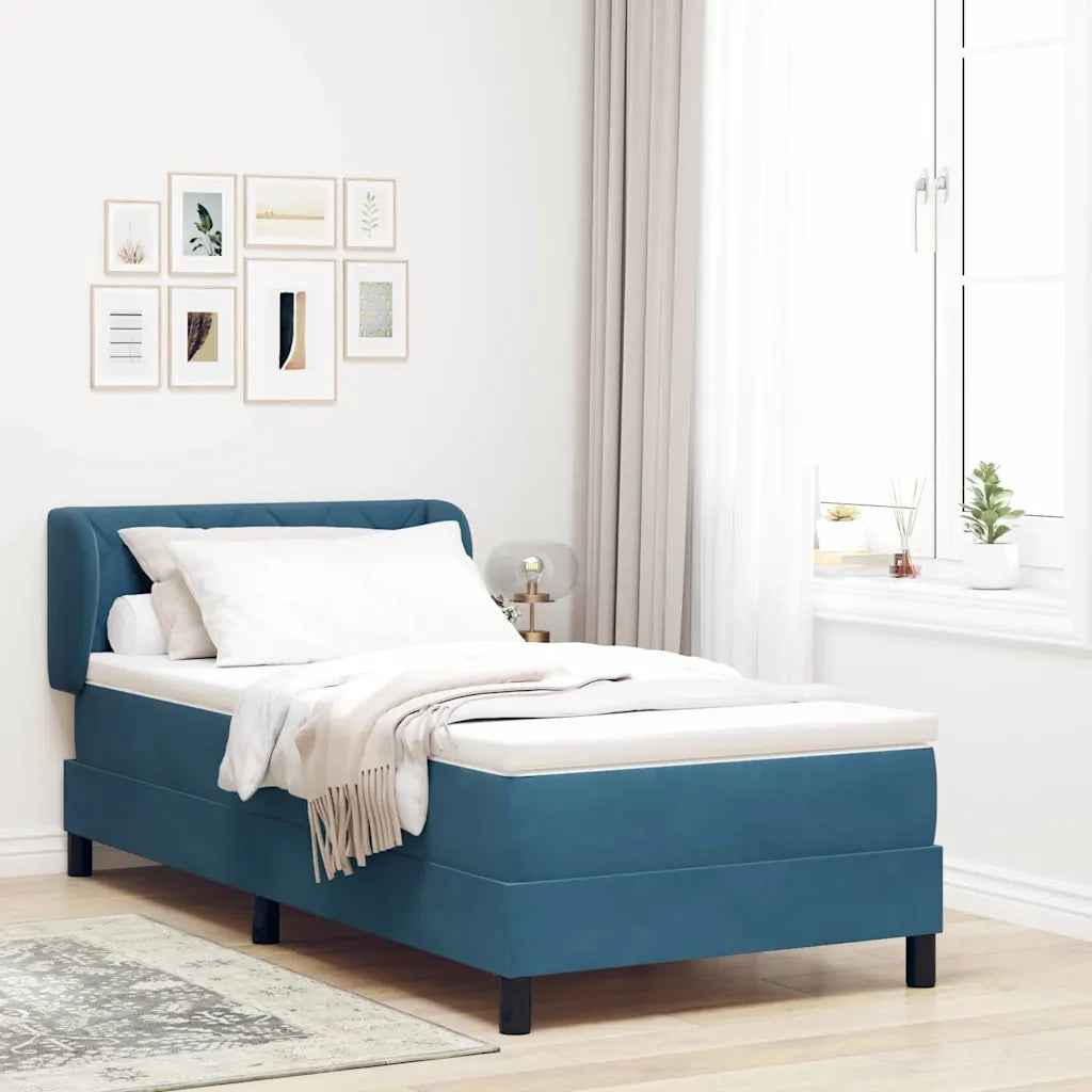 Letto a molle con testiera Blu scuro 100 x 200 cm Velluto 3340434