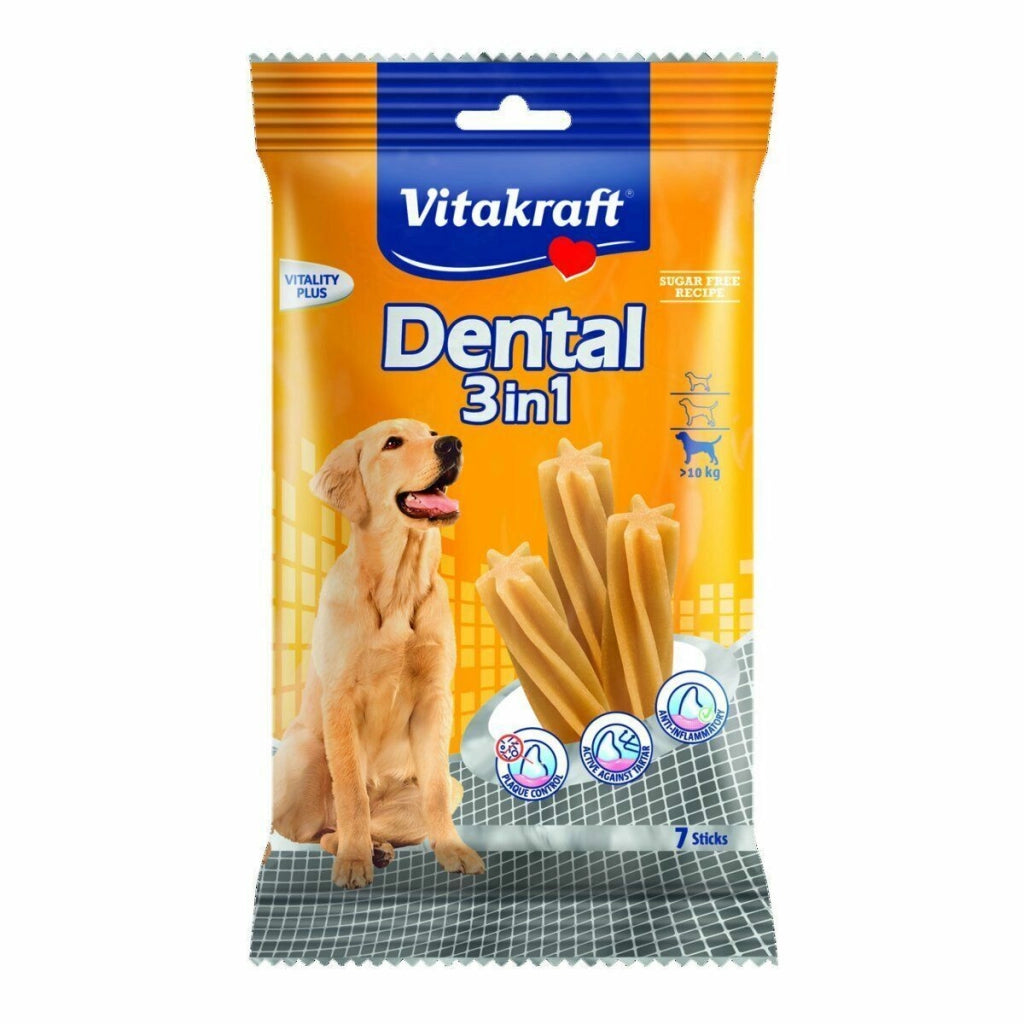 DENTAL 3 IN1 DENTAL 3 IN1 CURA DENTALE PER CANI IN SET DA 7 PEZZI TG GRANDE