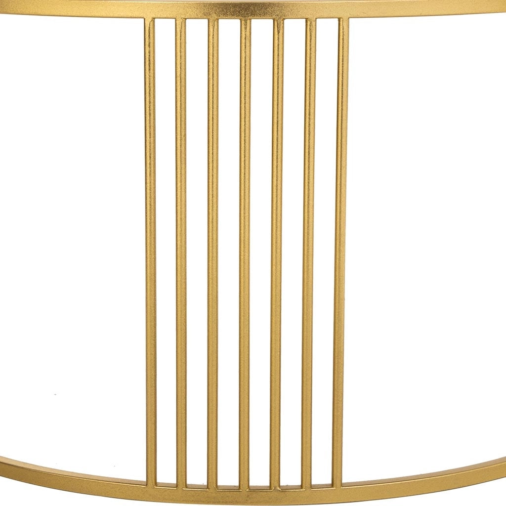 Tavolino rotondo in metallo dorato 80x80x48