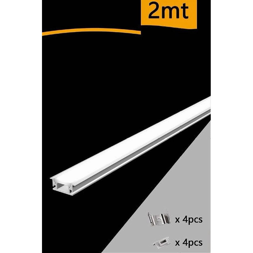 Trade Shop - Profilo Ad Incasso In Alluminio 2 Mt Con Copertura Opaca Per Strip Led Al-13 -