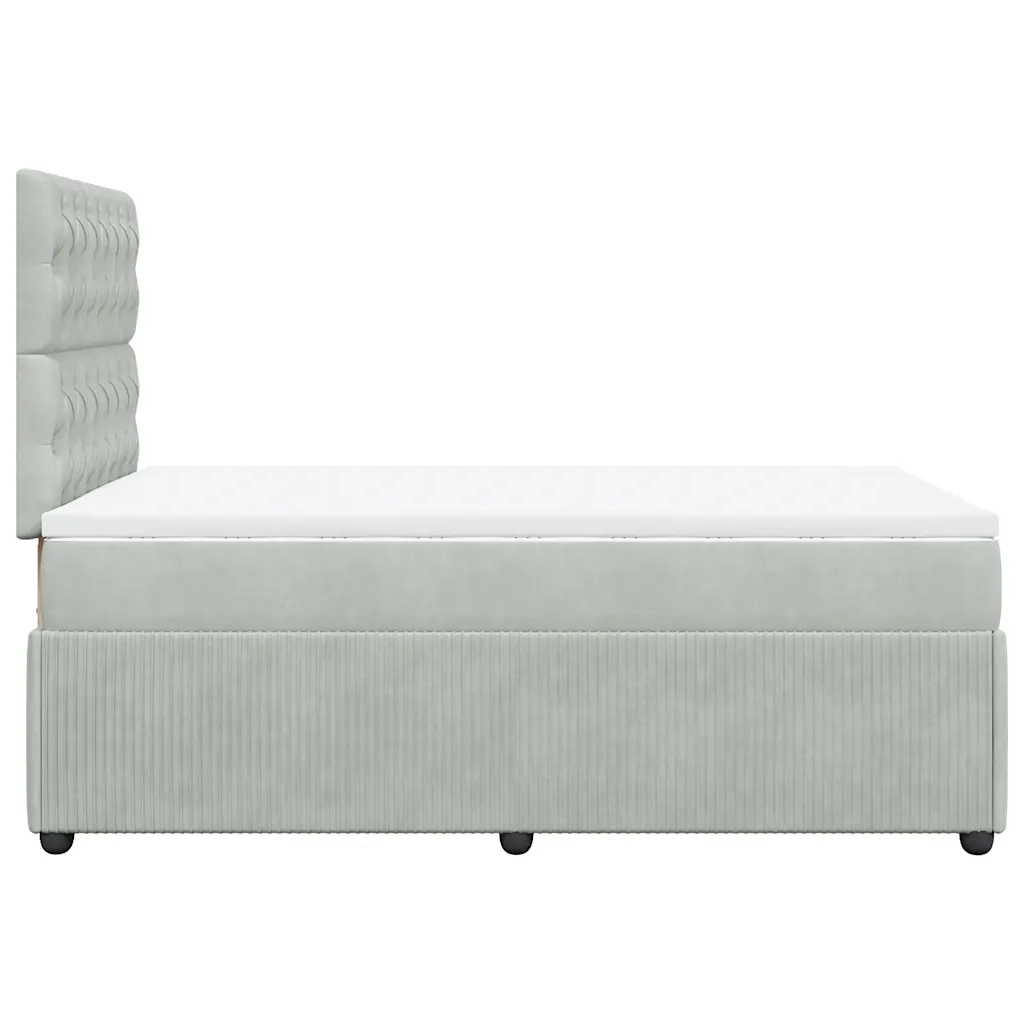 Giroletto a Molle con Materasso Grigio Chiaro 120x200cm Velluto