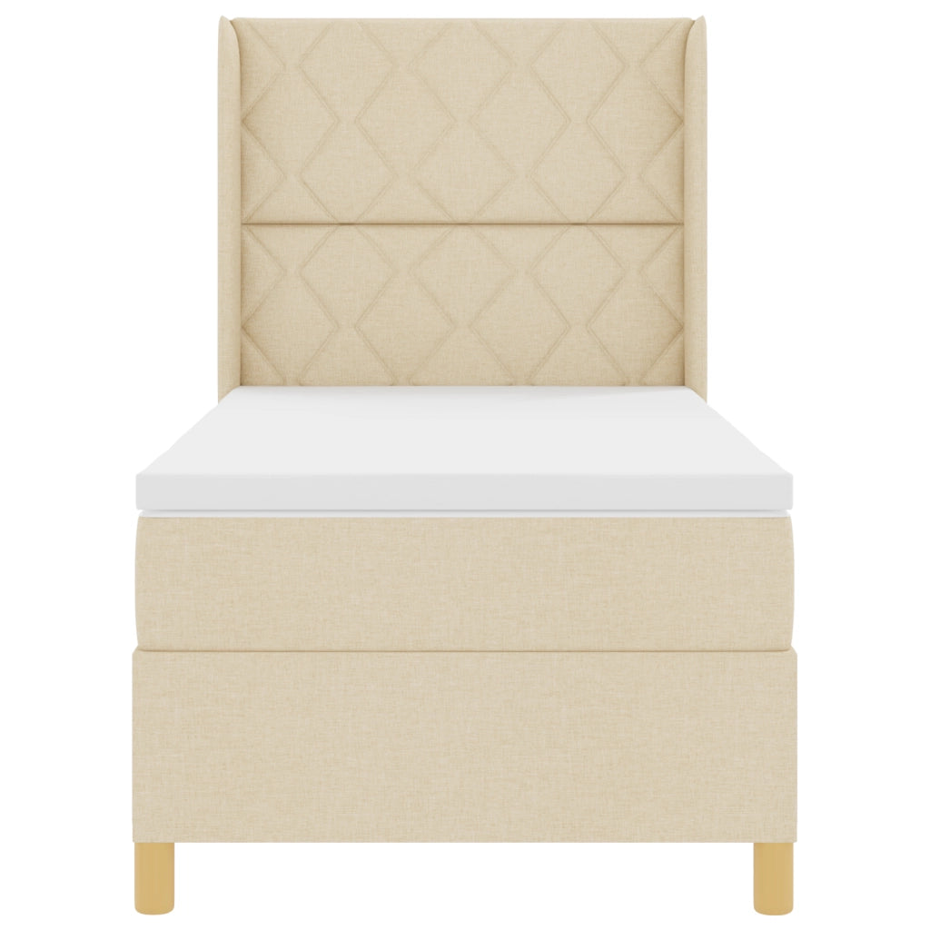 Letto a Molle con Materasso e LED Crema 100x200 cm Tessuto