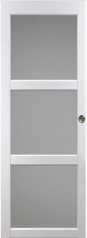 Kenya' Bianco Porta scorrevole in vetro a 3 ante H 204 X L 83 + 2 gusci installati