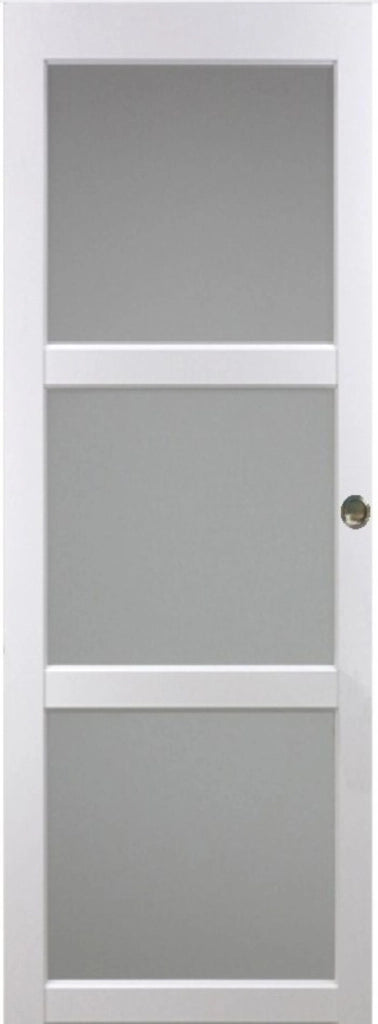Kenya' Bianco Porta scorrevole in vetro a 3 ante H 204 X L 83 + 2 gusci installati
