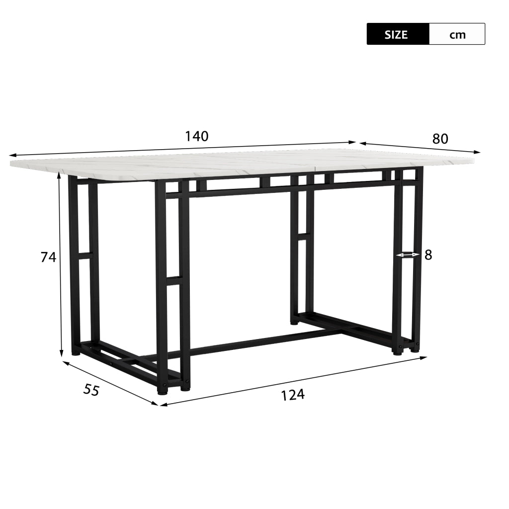 Tavolo da pranzo per 4 persone con 4 sedie, piano in MDF e gambe in metallo, per sala da pranzo e soggiorno, grigio