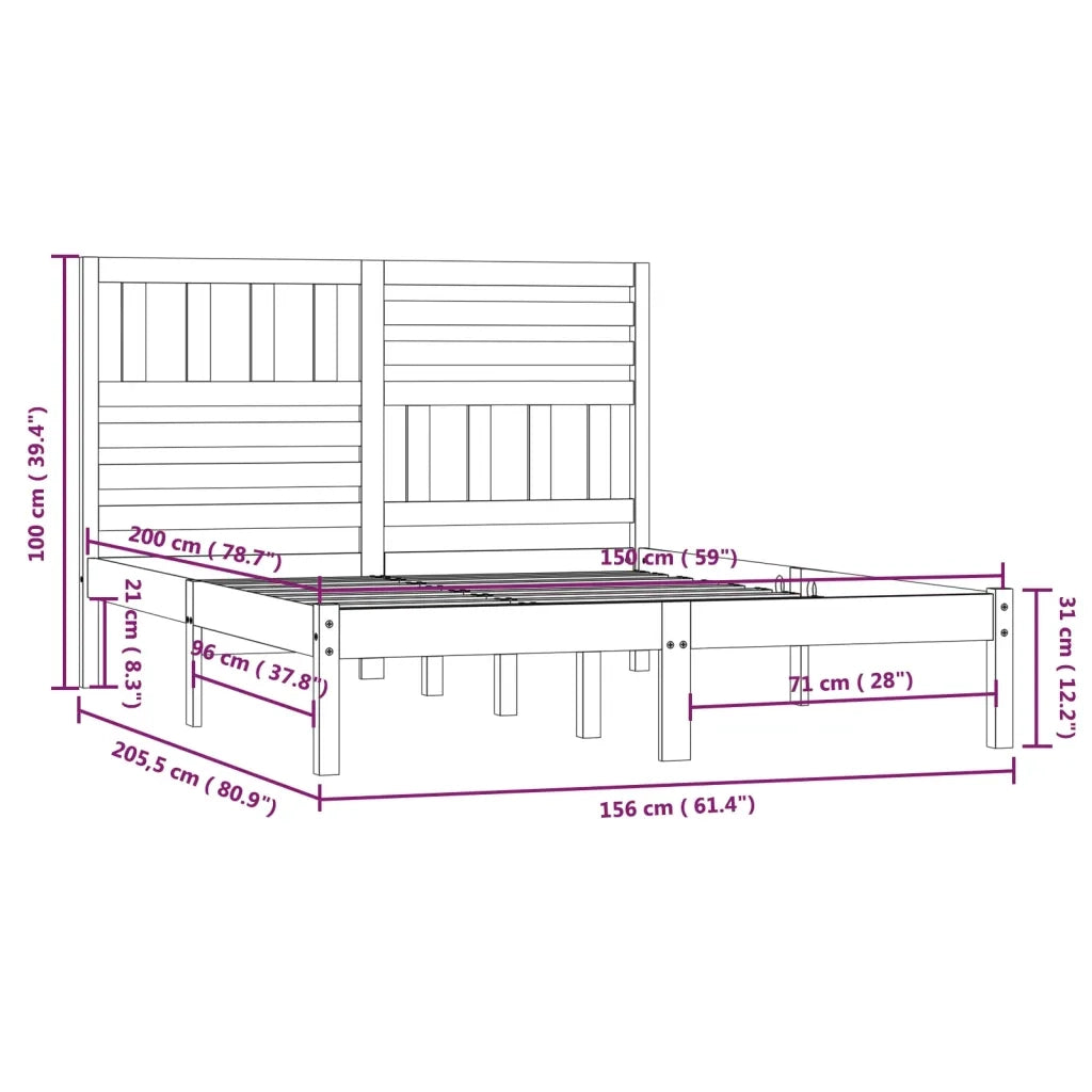 Giroletto 150x200 cm King in Legno Massello di Pino 3101028