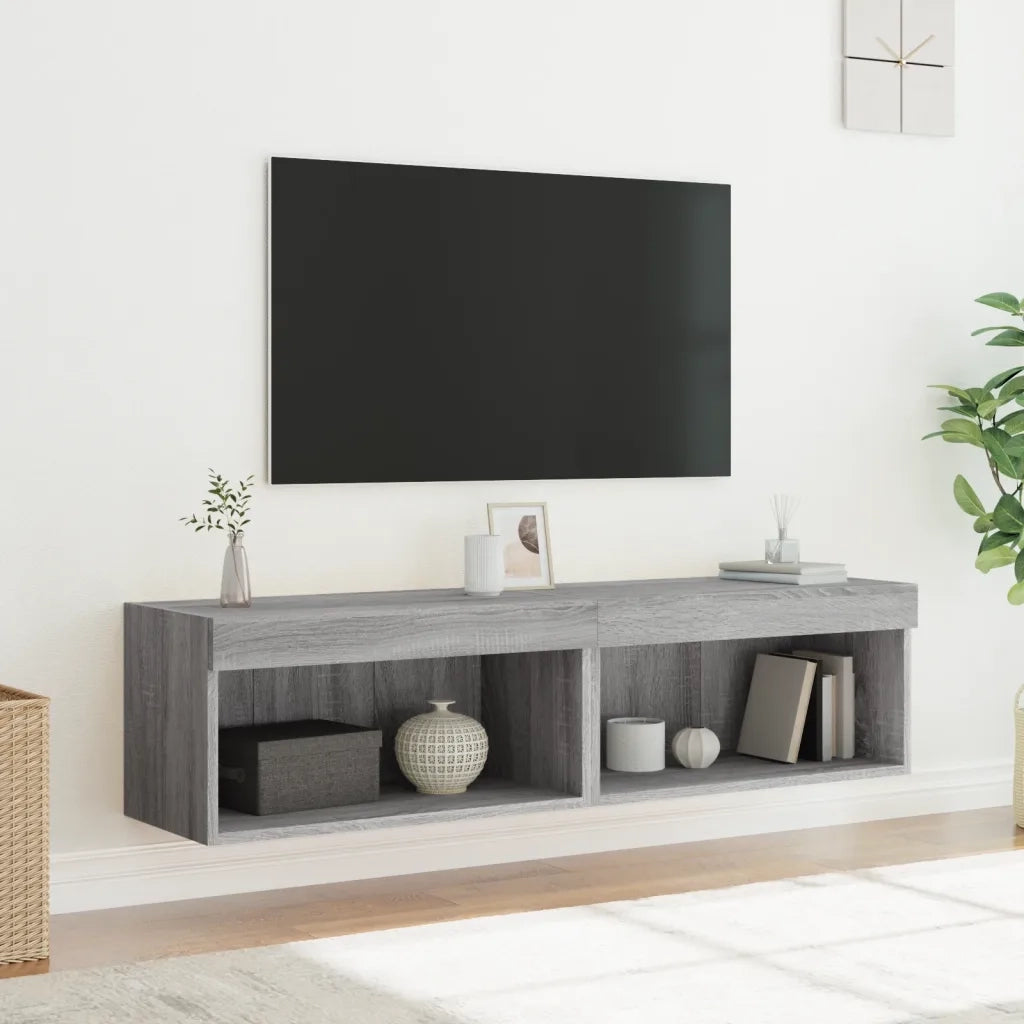 vidaXL Mobili Porta TV con Luci LED 2pz Grigio Sonoma 60x30x30 cm