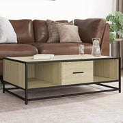 Tavolino-Tavolino da soggiorno-Tavolo Rovere Sonoma 100x57x35 cm Legno Multistrato Metallo