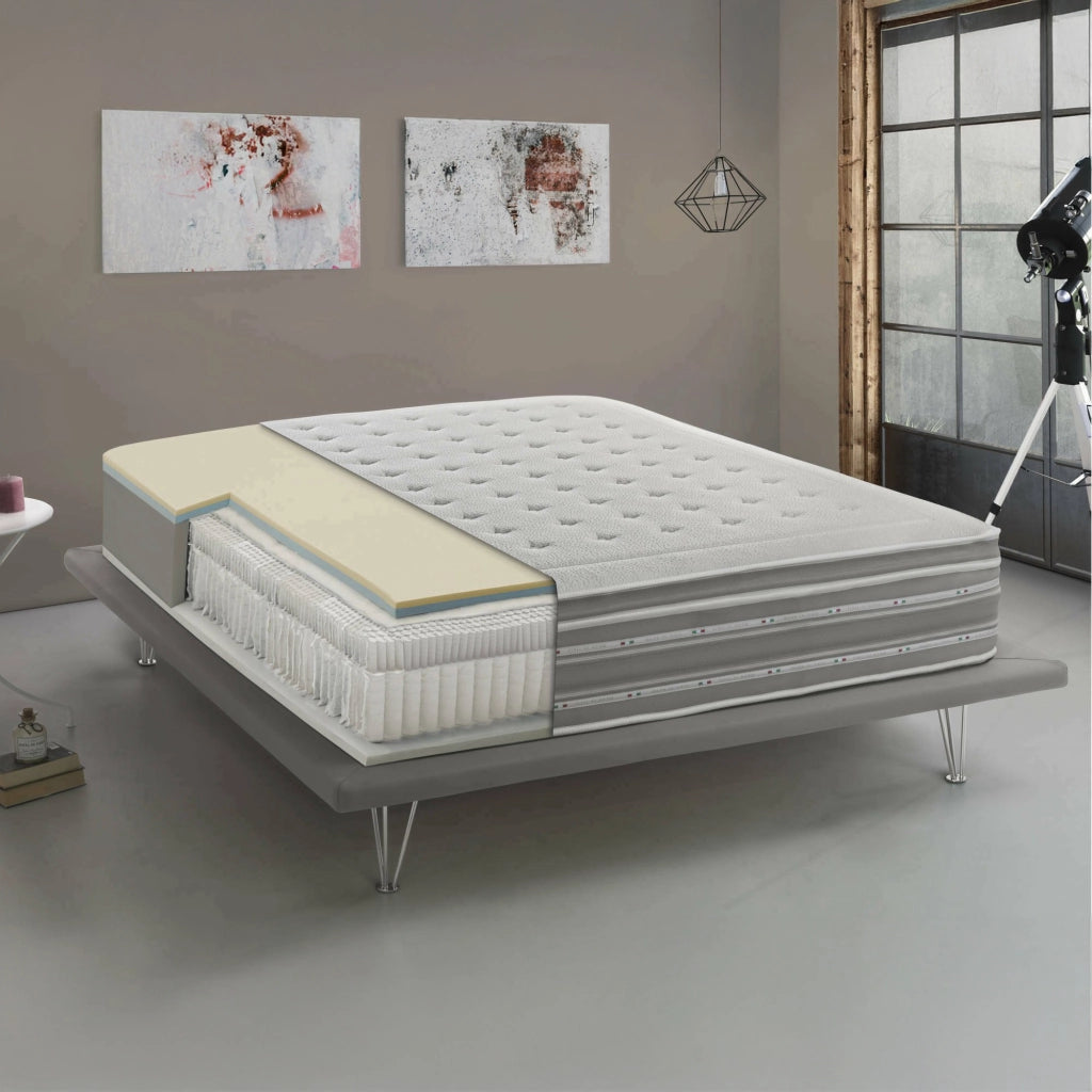 Agliana, Materasso Singolo Sfoderabile Made in Italy, 190x80x37h cm Grigio