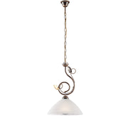 Lampadario Rustico Magnolia 1 Luce Marrone e Bianco LuceArt Classic