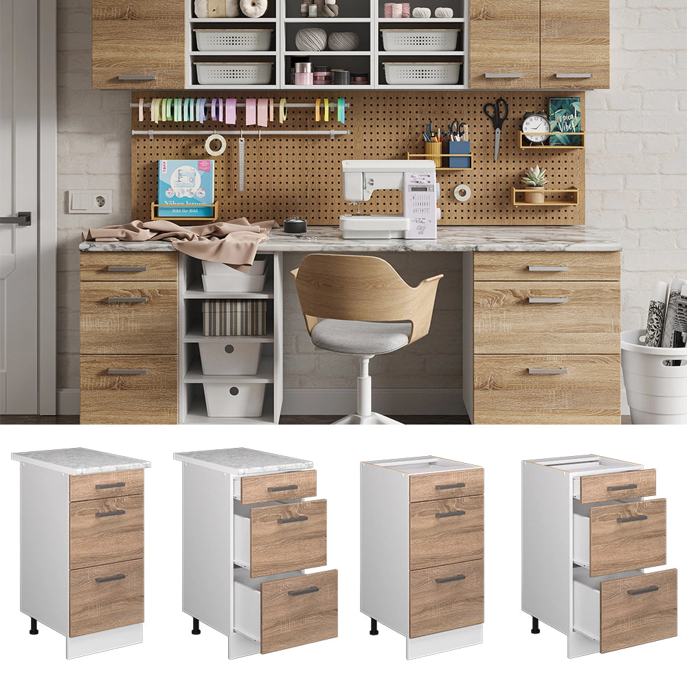 Vicco Base universale Sonoma 40 cm con cassetti, senza piano di lavoro