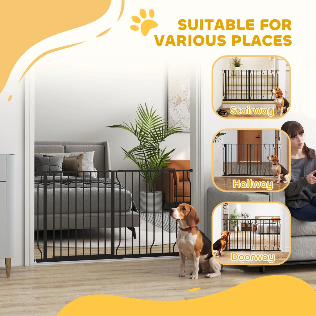 Barriera per Animali con 3 Estensioni Montaggio a Pressione ¨C Zephmum ¨C Nero 75-145x76 cm