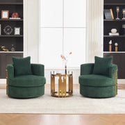 Poltrona girevole 360° in corduroy verde smeraldo con vano contenitore; 76x79x78 cm