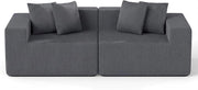 Divano Letto 2 Posti 204 X 89 X 64 CM, Divanetto da Pavimento Imbottito con 4 Cuscini, Velluto a Coste e Schiuma ad Alta Elasticità, Divano Modulare con Braccioli Comodi per Soggiorno