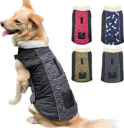 Giacca acqua resistente per cani, giacca reversibile regolabile riflettente invernale con collo di lana calda per cani, abbigliamento per cani piccoli medi grandi, nero, 2XL.