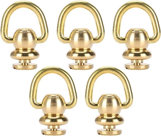 Impugnatura a D-ring - 5 Set Viti a Bolle Metalliche Pelli Craft Profumate Bellissimo - 10x5mm.