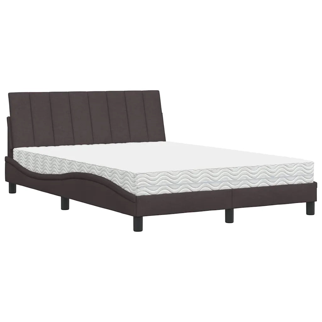 Letto con Materasso Hanko Marrone Scuro 140x190cm Tessuto