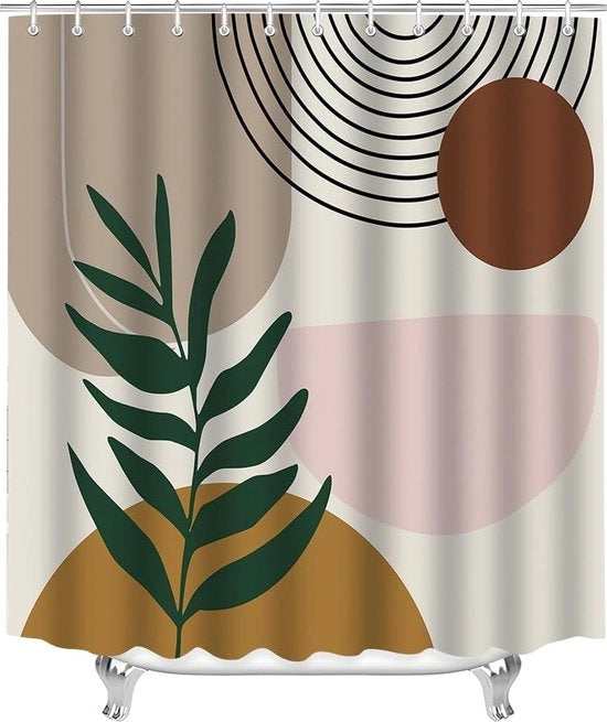 Douchegordino, 180 x 180 cm, foglie solari, zoom pesante, antimuffa, tessuto, idrorepellente, lavabile, poliestere, tende da bagno con 12 occhielli e anelli per douchegordino, per bagno.