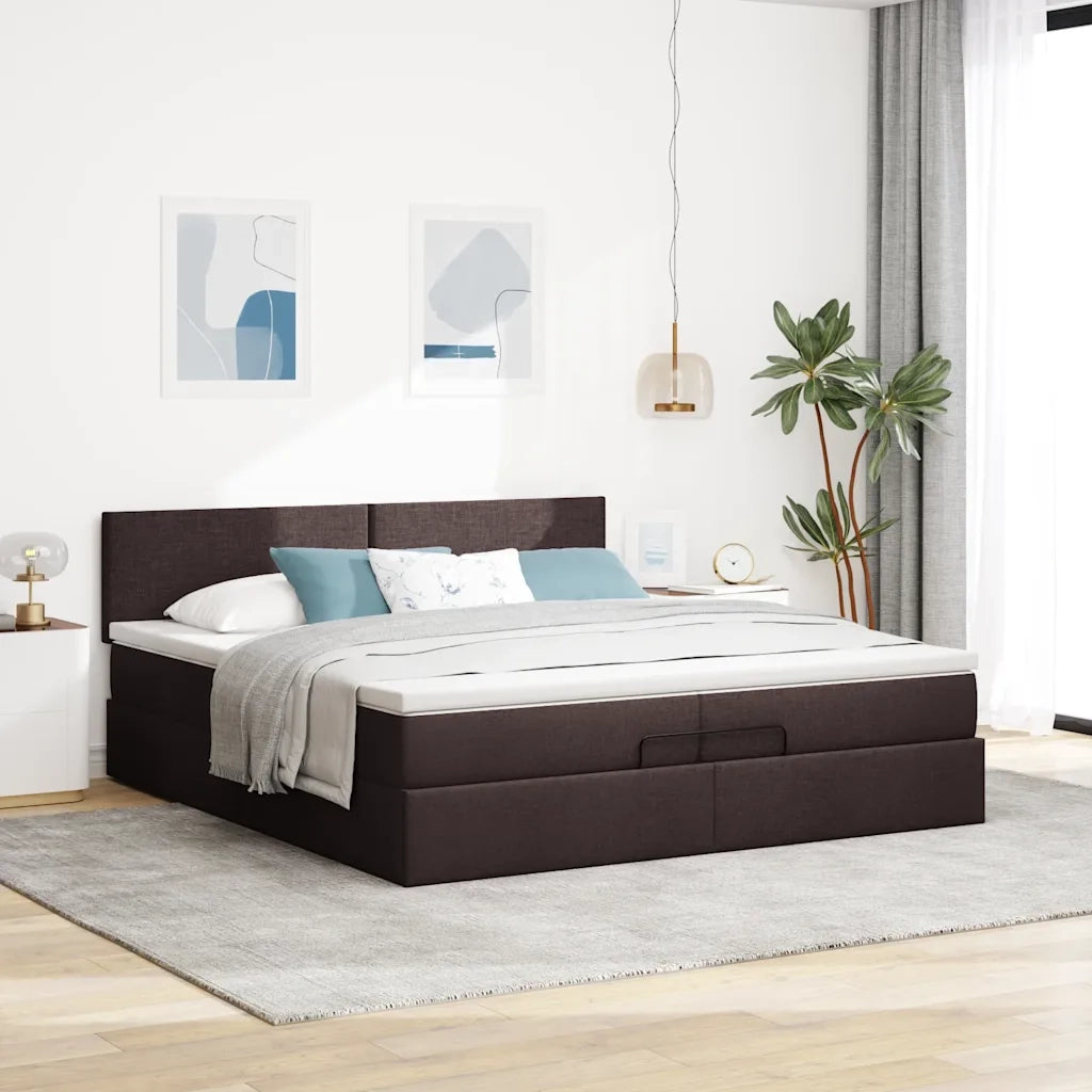 Struttura Letto Pouf con Materassi 200x200 cm in Tessuto 3312253