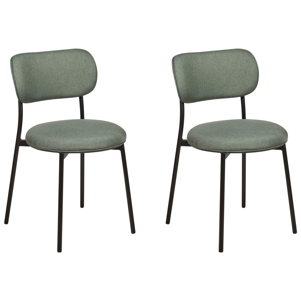Set di 2 sedie da pranzo Verde Sedute in poliestere Gambe in metallo senza braccioli per la sala da pranzo Cucina