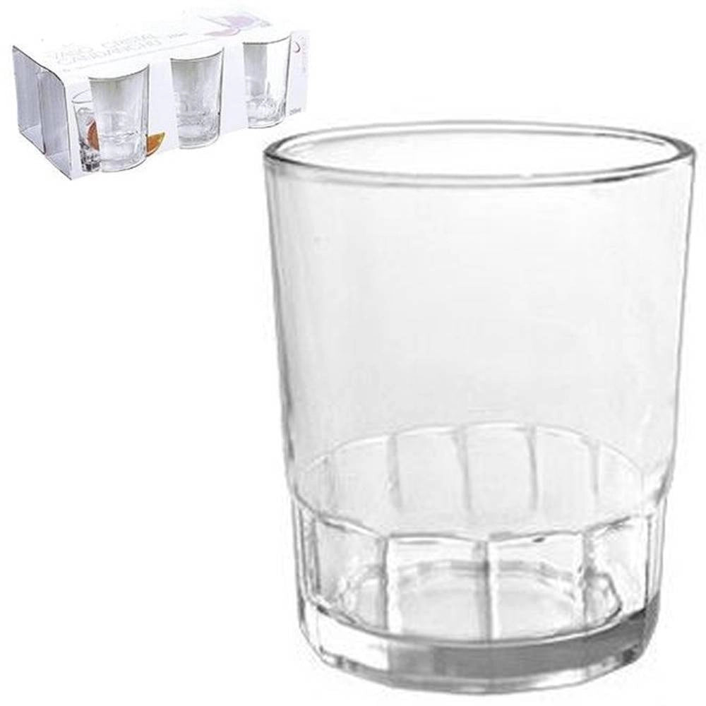 Trade Shop - Set 6 Bicchieri Trasparenti 255ml In Vetro Da Tavola Acqua Bevanda Calda The -