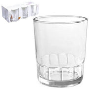 Trade Shop - Set 6 Bicchieri Trasparenti 255ml In Vetro Da Tavola Acqua Bevanda Calda The -