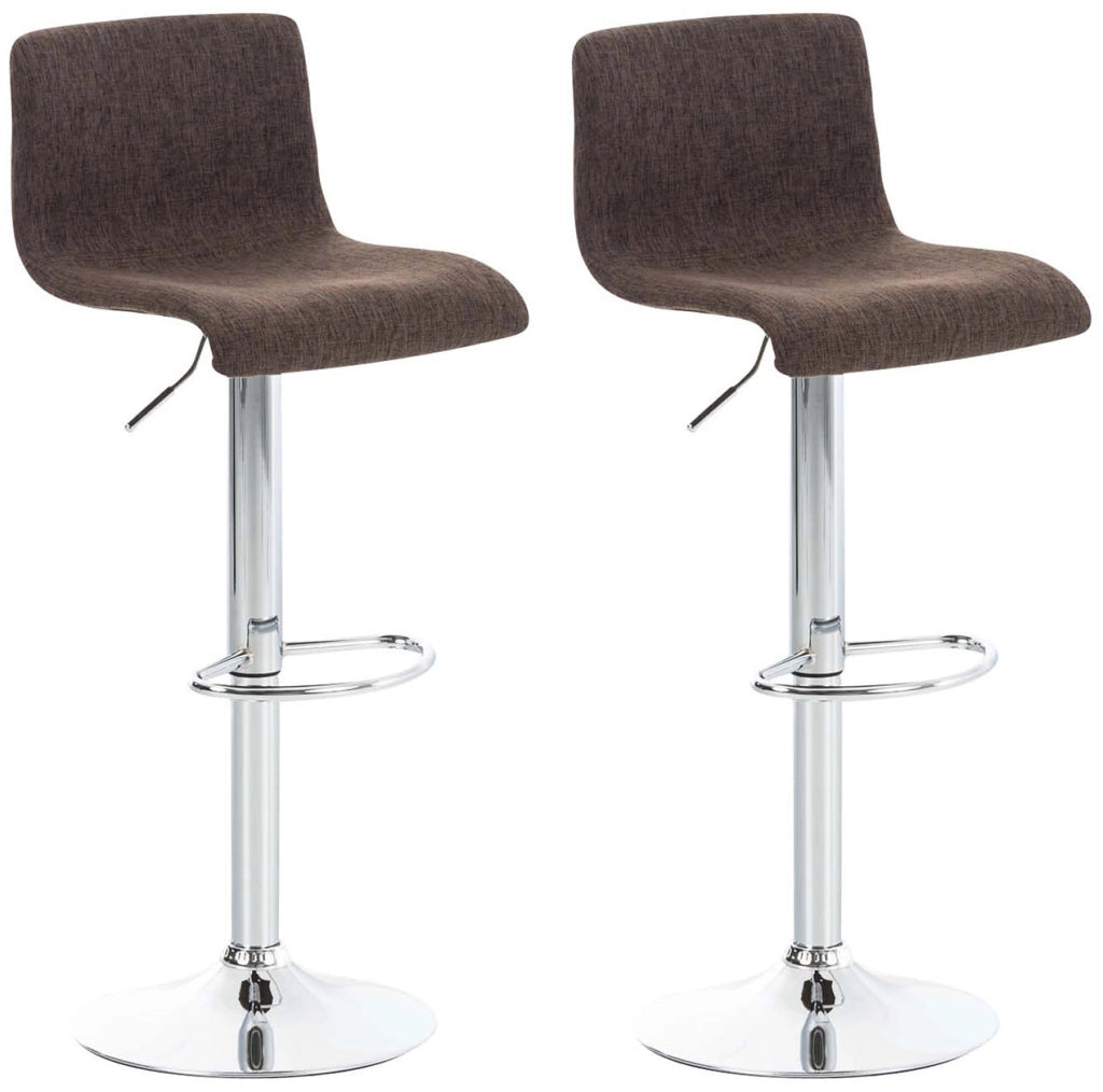 Set 2 sgabelli HOVER in tessuto marrone,cromo