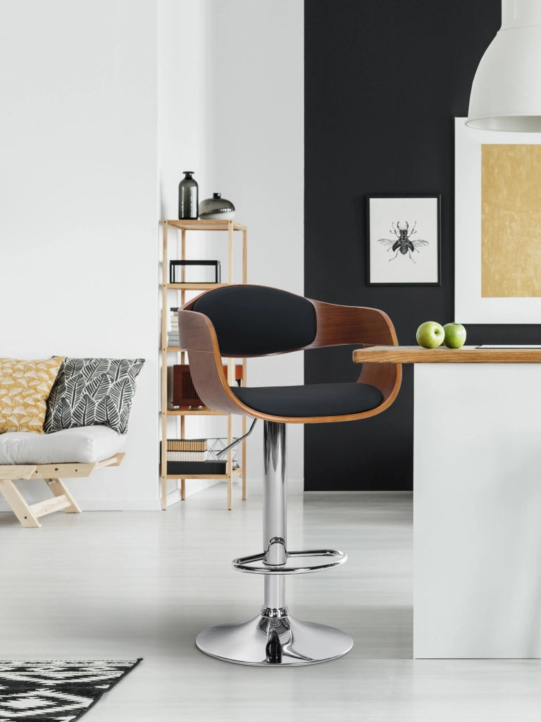 Sgabello Kingston in Similpelle Noce/nero