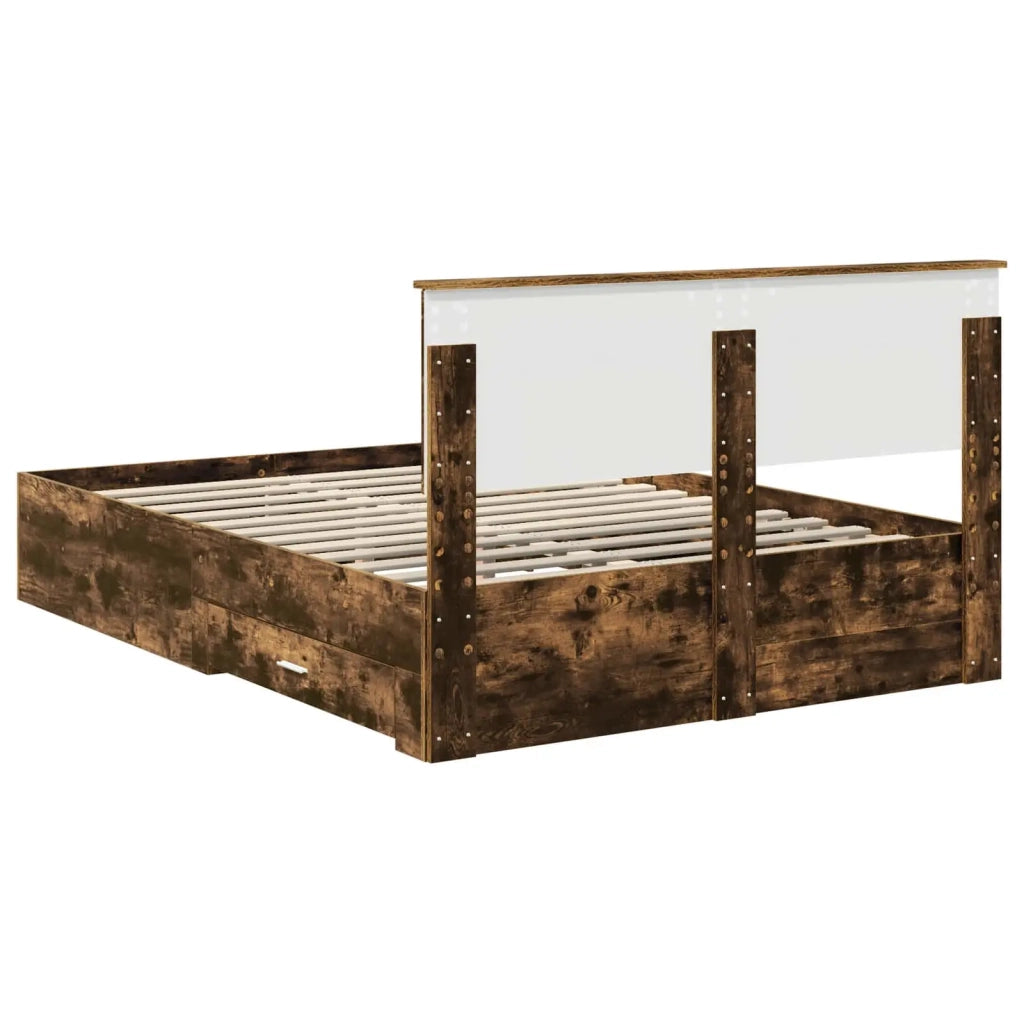 Struttura del letto Rovere fumé 135 x 190 cm Legno multistrato