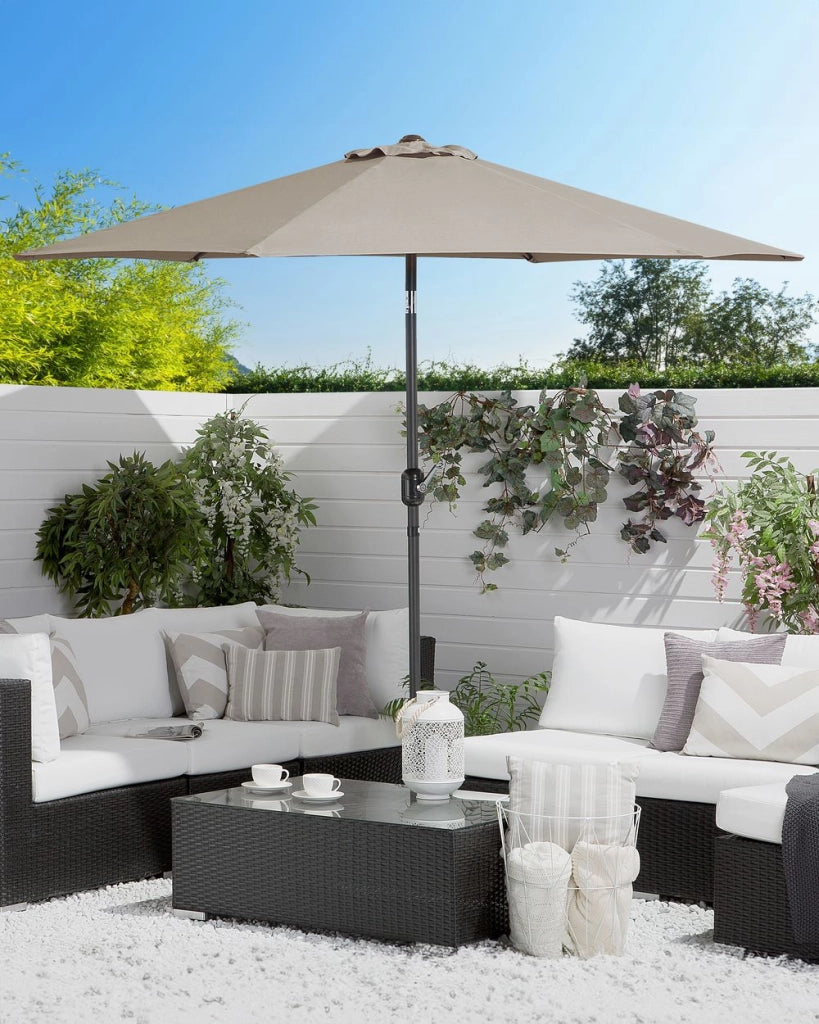 Ombrellone da giardino in tessuto beige talpa 230 cm resistente agli agenti atmosferici
