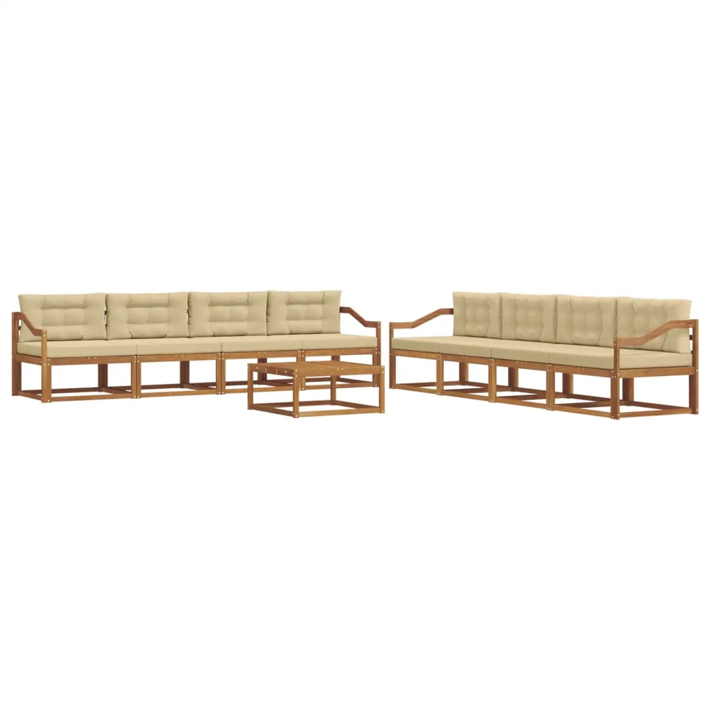 Set di divani da esterno con cuscino 9 pcs Naturale e Beige 3367386
