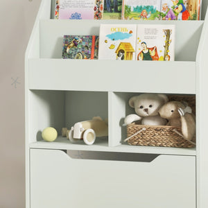 Libreria per Bambini con Ripiani Mensole e Cassetto 60x29,9x90 cm in MDF Verde