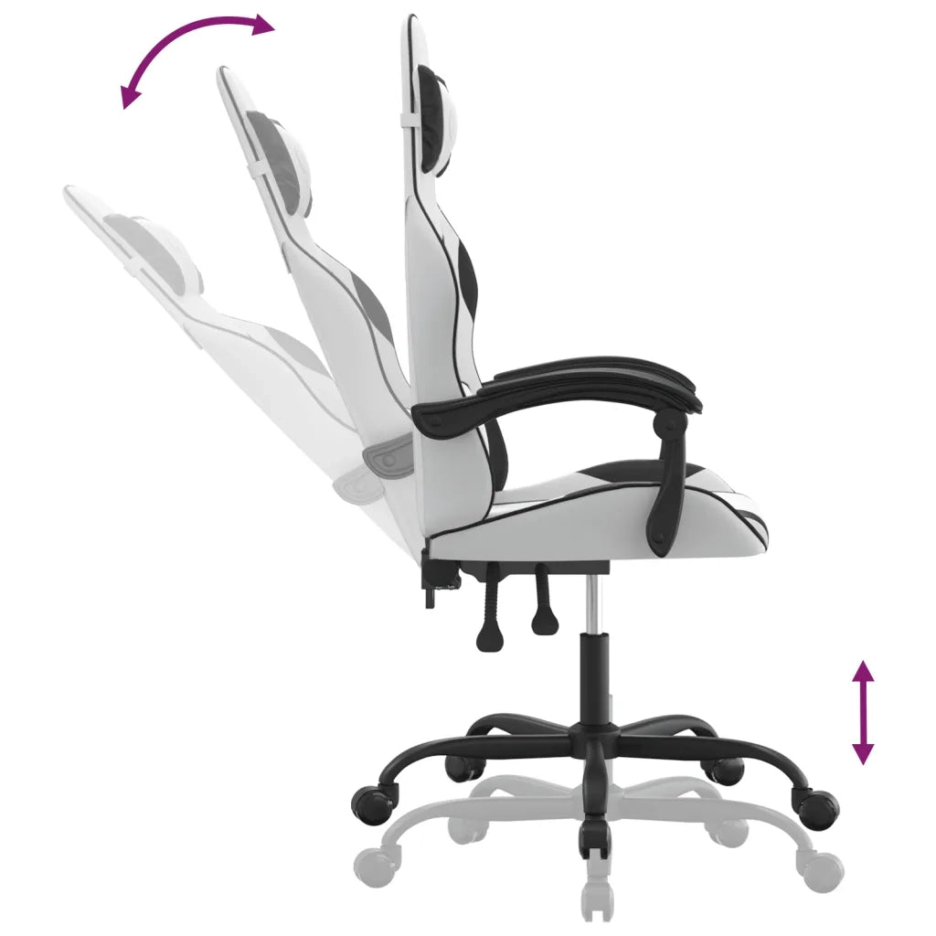 Sedia da Gaming | Sedia da e-sports Girevole Bianco e Nero in Similpelle