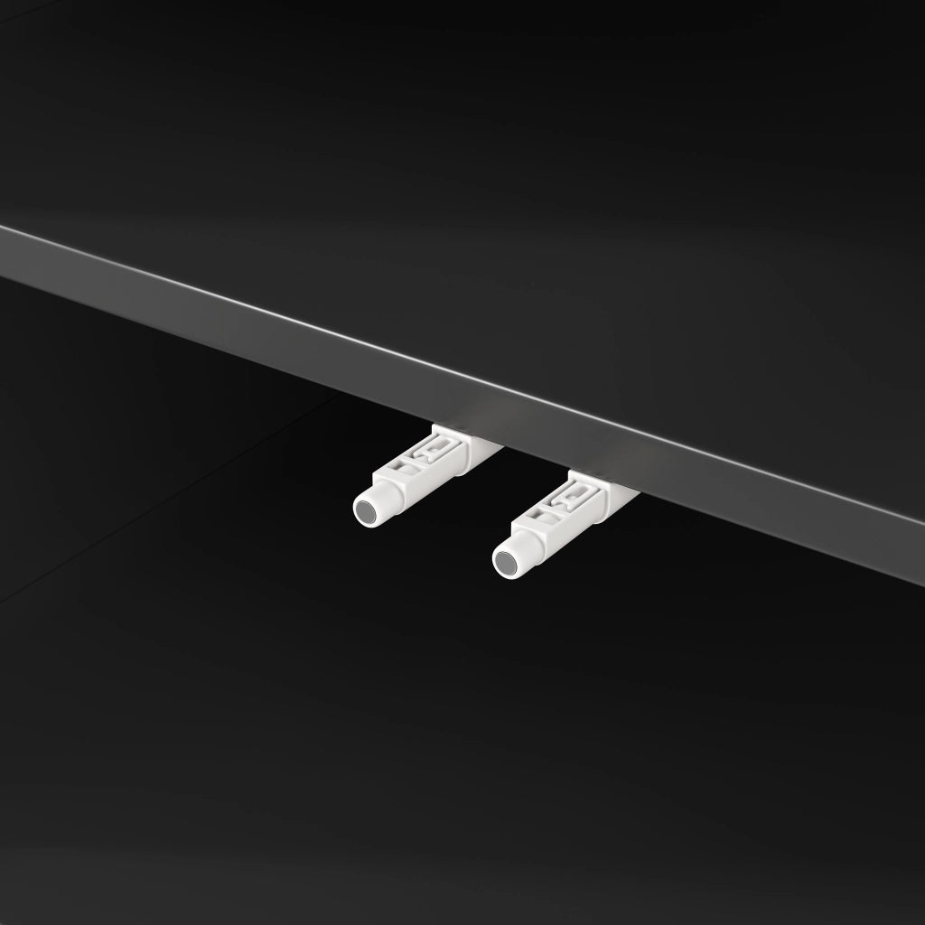 Tavolo da Cucina Allungabile con Cassetti e Ante in Vetro ¨C Xylo ¨C Bianco/Nero, 120-200 cm