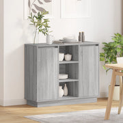 Sideboard con LED Grigio Sonoma 90x32x75 cm in Legno Ingengnerizzato