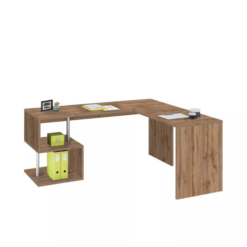 Scrivania Angolare Wotan WD - Rovere, Ampia e Funzionale, Made in Italy
