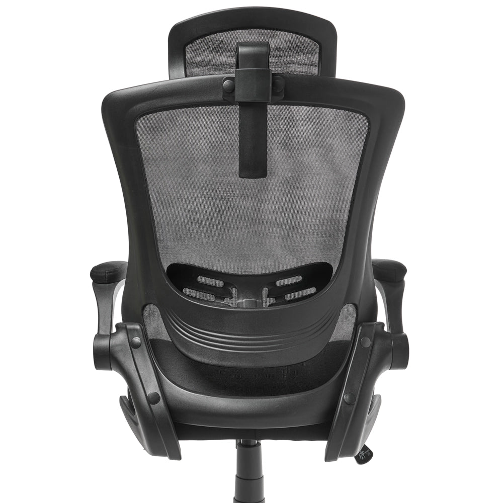 Sedia da ufficio professionale con rivestimento in mesh nero Poggiatesta e braccioli regolabili Sedile pneumatico Base girevole
