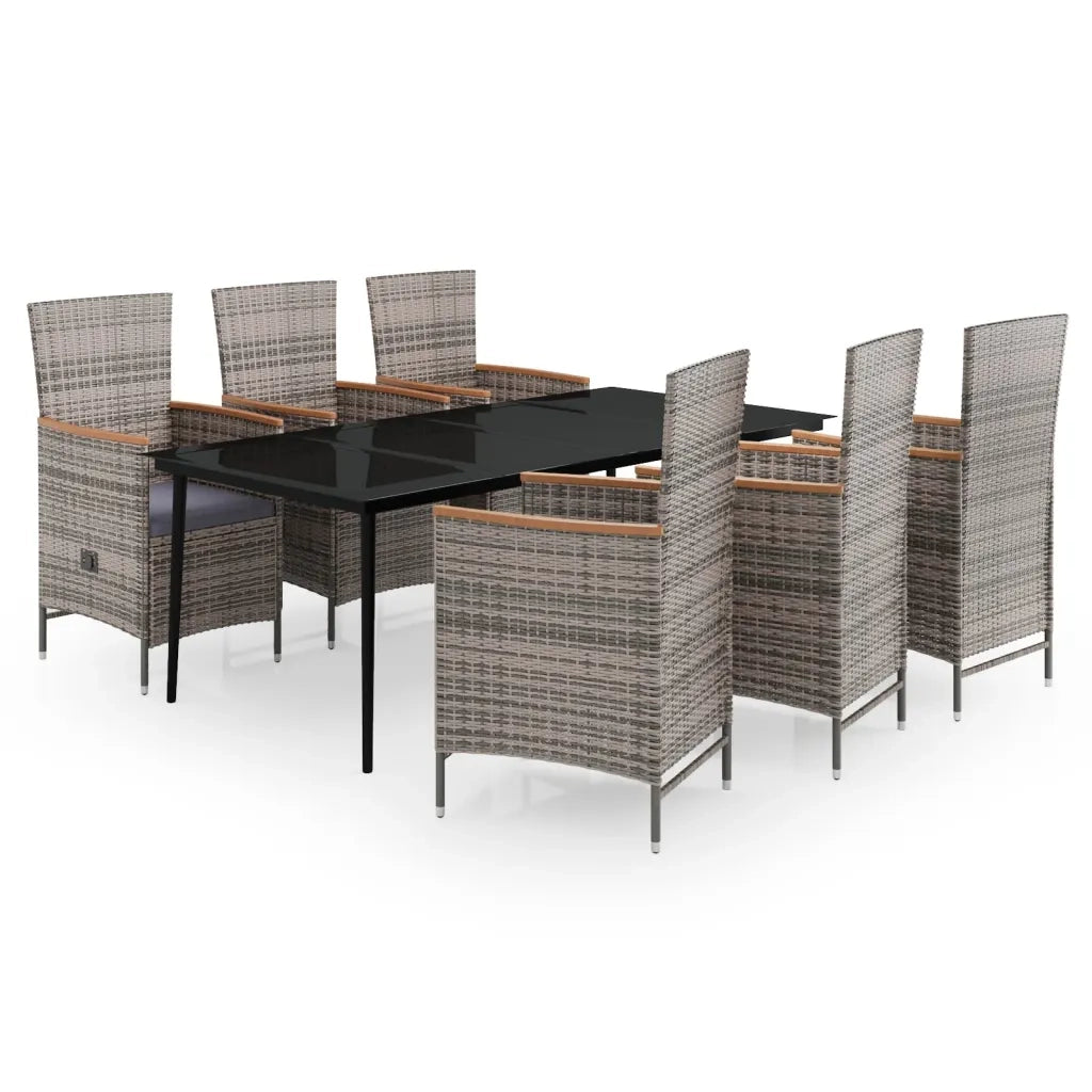 Set da Pranzo da Giardino 7 pz con Cuscini Grigio 3099453